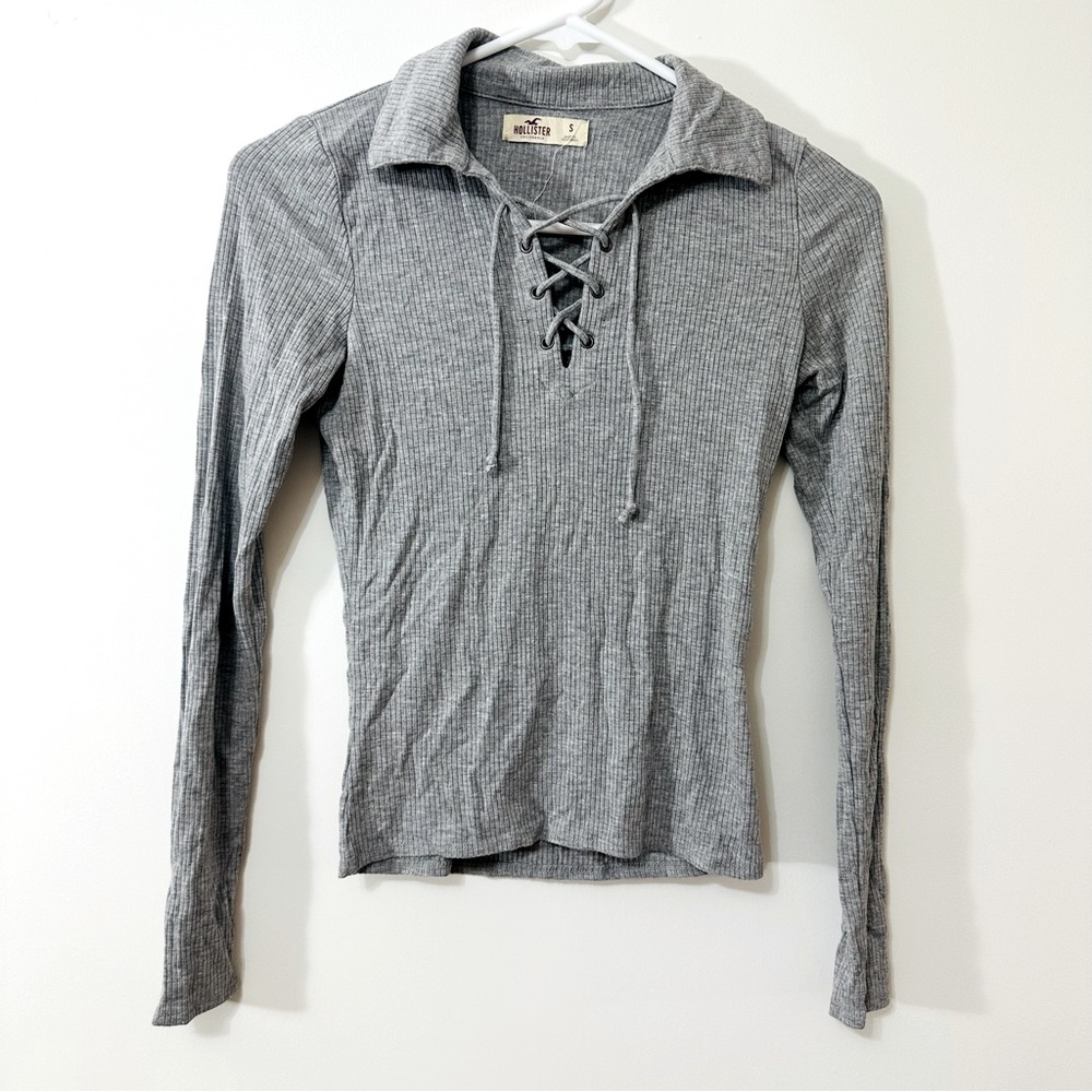 Hollister Collar Tie Front Long Sleeve - Size: S